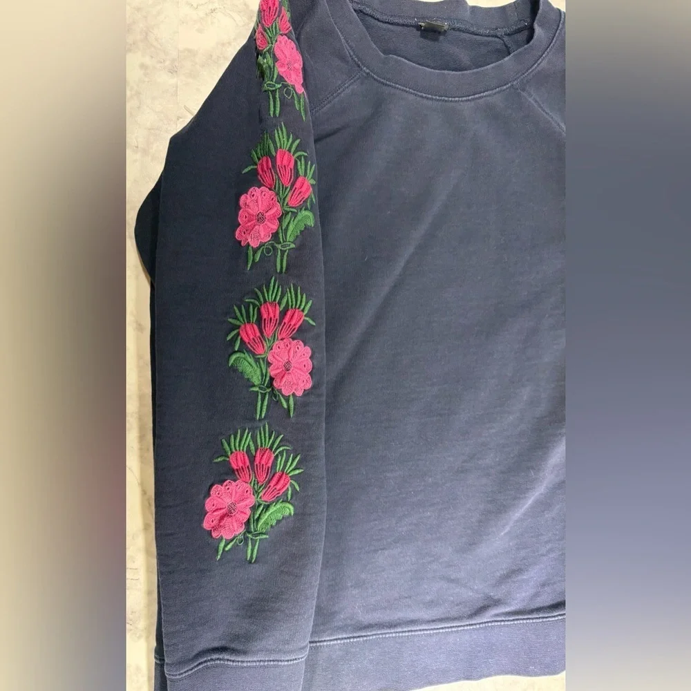 J. Crew Navy Sweater with Pink Details